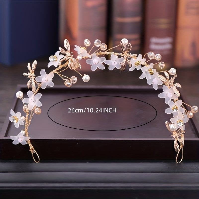 Dragonfly Pearl Flowers Headband Hairband Hoops for Girls