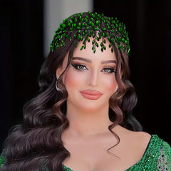 Emerald Green Bridal Headband with Rhinestones