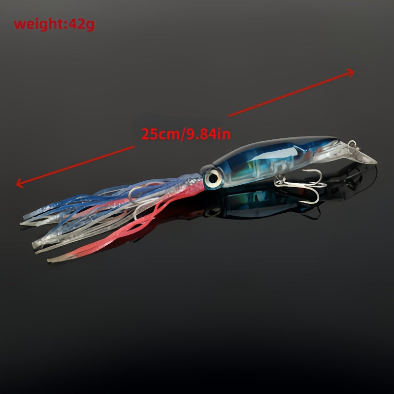 Bionic Squid Sea Fishing Lure Hard Bait w/ Skirt & Treble Hook Winter Tackle