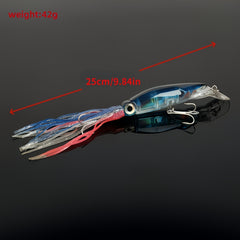 Bionic Squid Sea Fishing Lure Hard Bait w/ Skirt & Treble Hook Winter Tackle