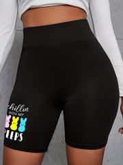 Women's Plus Rabbit Print High Rise Biker Shorts