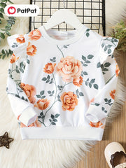 Girls Fall Leaves Graphic Sweatshirt Comfort Fit Long Sleeve Top