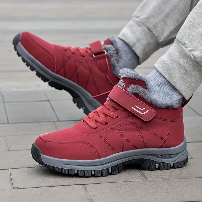 Fur Fleece Lined Snow Boots Waterproof Non Slip High Top Round Toe Shoes