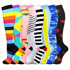Colorful Compression Socks for Women and Men - Ideal for Athletics