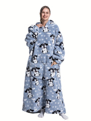 Puppy Pattern Sherpa Fleece Oversized Blanket Hoodie