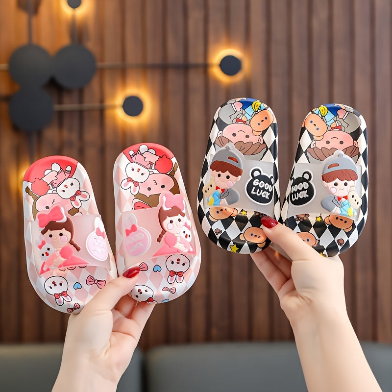 Girls Cartoon Open Toe Slippers Non Slip Lightweight Indoor Slippers