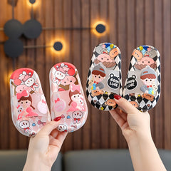 Girls Cartoon Open Toe Slippers Non Slip Lightweight Indoor Slippers