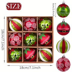 9pcs Santa Claus Christmas Ball Decoration Plastic Painted Ball Pendant