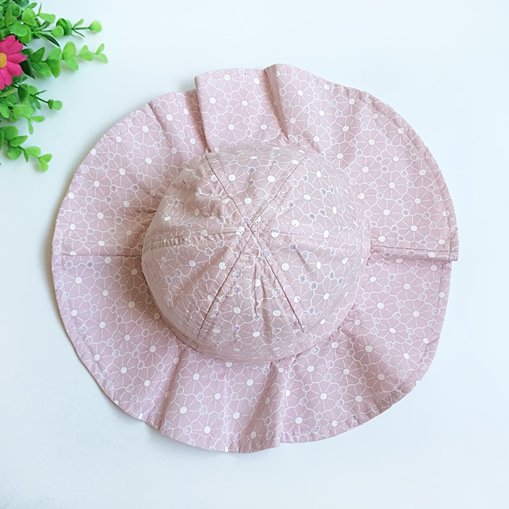 Baby Polka Dot And Flowers Graphic Cotton Bucket Hat Sun Protection