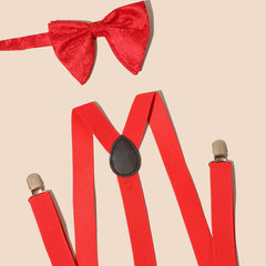 Red Suspenders & Bow Tie Set for Women Men