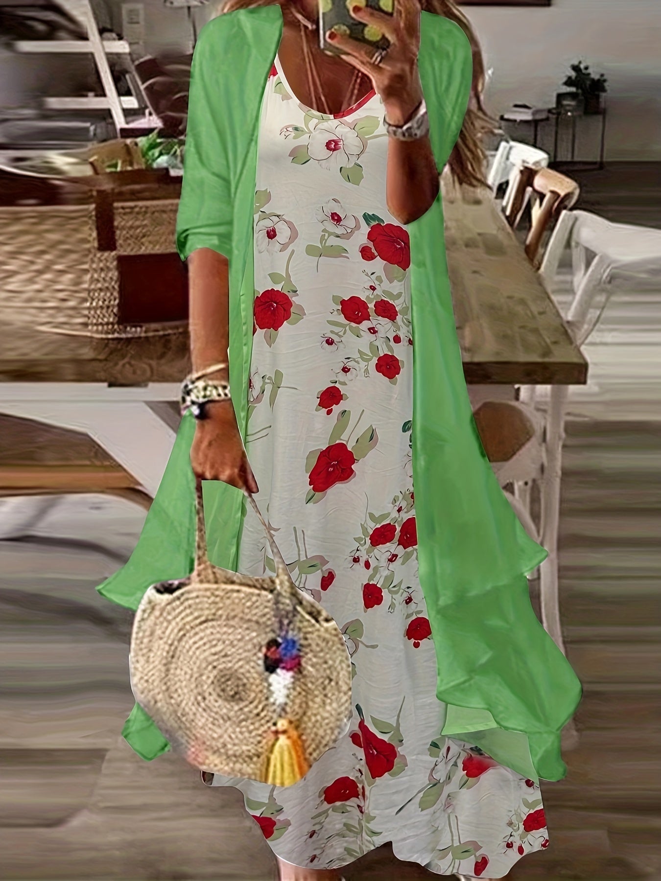 Floral Maxi Cami Dress & Cardigan Set