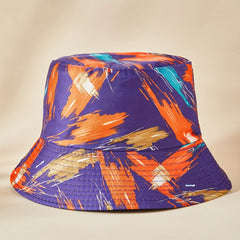 Purple Print Bucket Hat Graffiti Fisherman Cap Women