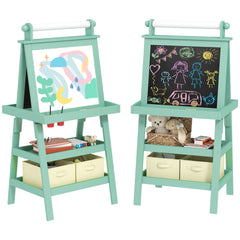 Kids Art Easel with Paper Roll, 3-in-1 Double-Sided Whiteboard & Chalkboard