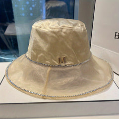 Rhinestone Decor Bucket Hat Sunscreen Travel Beach Hat