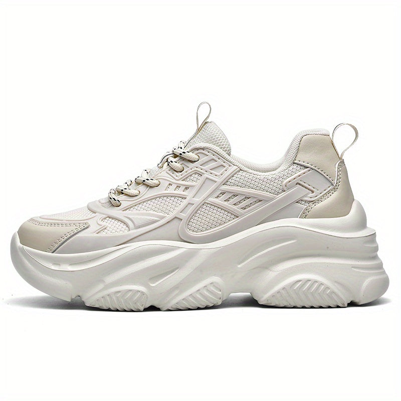 Women's Heightened Running Shoes Mesh Lightweight Lace Up Chunky Sneakers