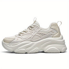 Women's Heightened Running Shoes Mesh Lightweight Lace Up Chunky Sneakers