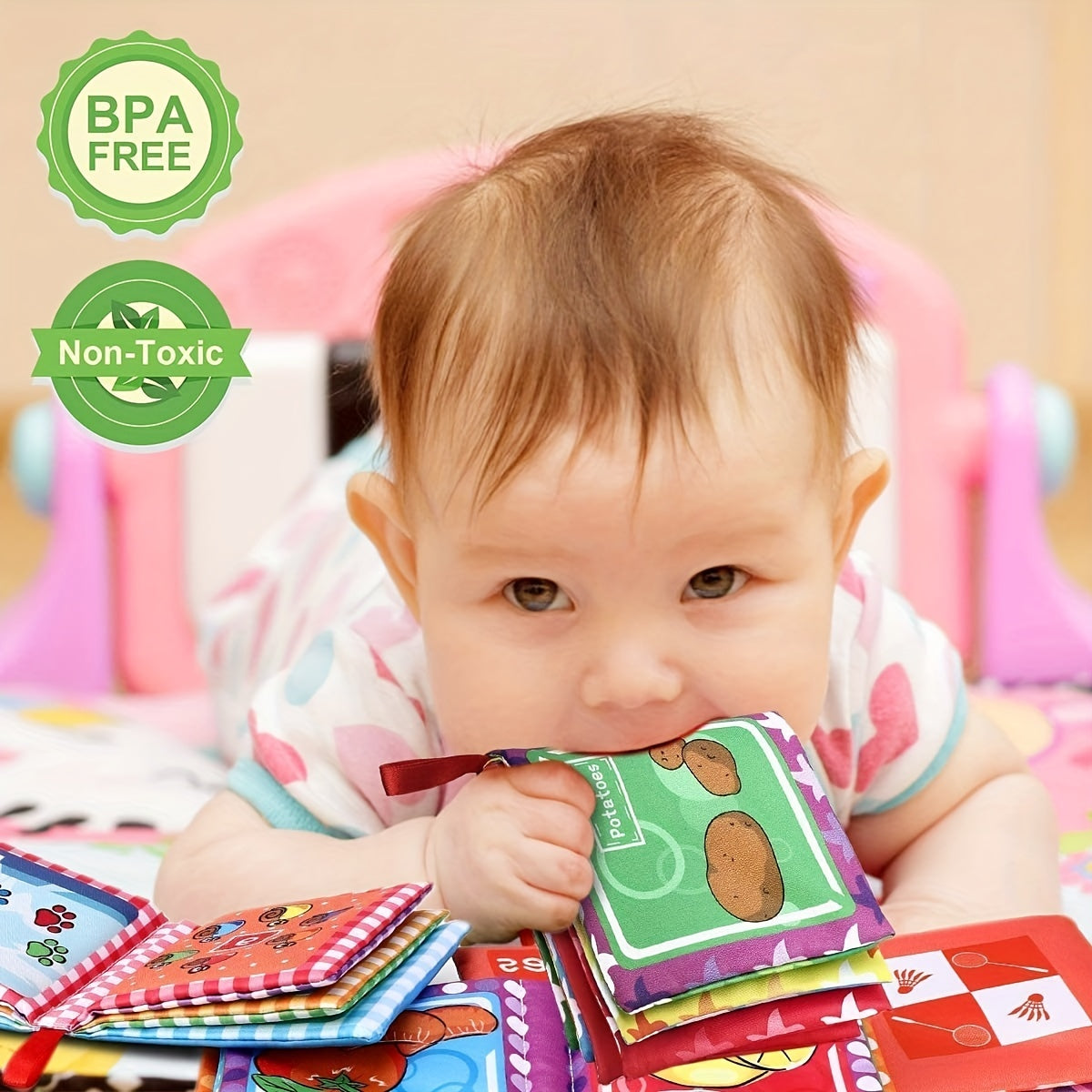 8pcs Baby Cloth Books Soft Touch Sensory Activity Book Animals Plants Musical
