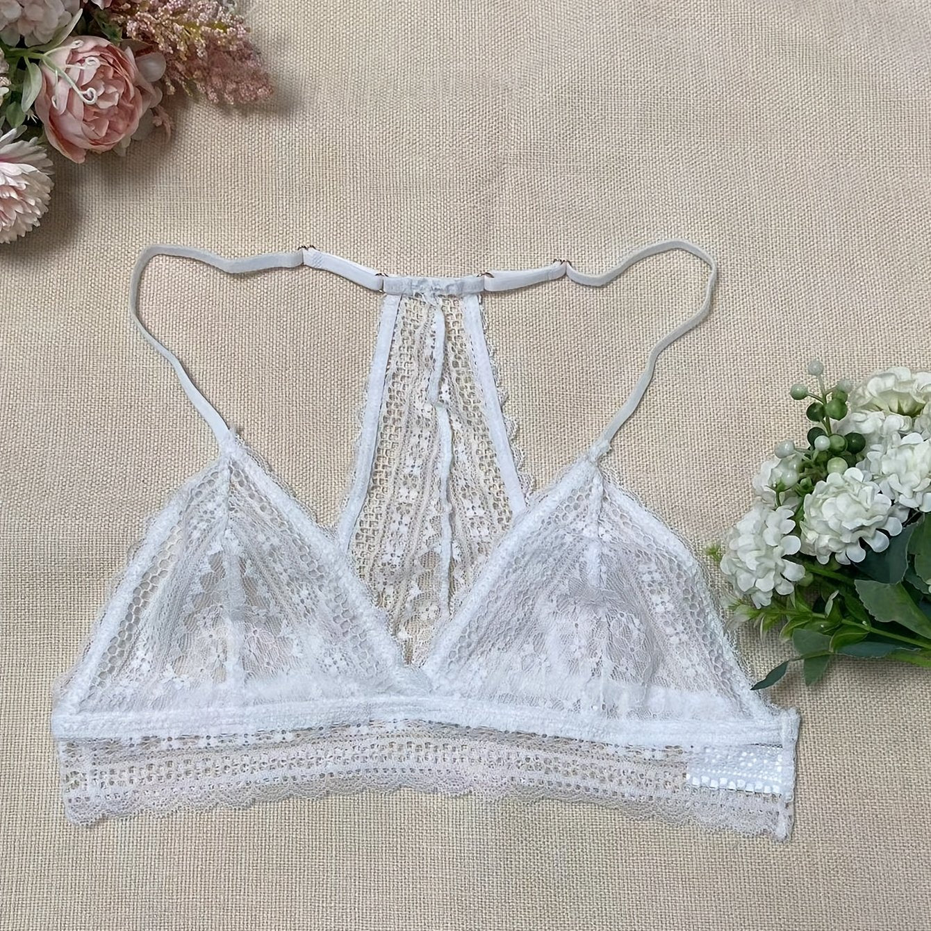 Lace Wireless Bralette Seamless Breathable Triangle Cup Bra