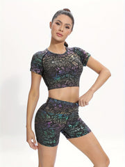 Sporty Set Short Sleeves Top & Running Short Women's Suit