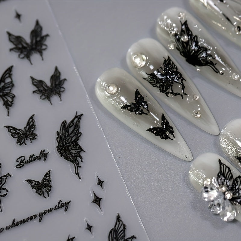 Butterfly & Nail Art Stickers Transparent Adhesive Nail Stickers