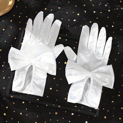 Bridal Gloves And Satin Wedding Gloves With Bowknot