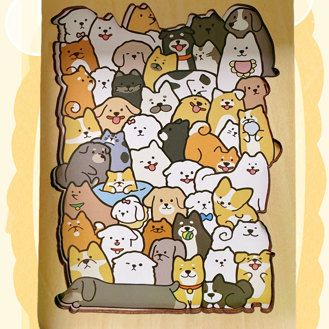 Wooden Animal Puzzle: 50 Cartoon Animals for Stacking & Decor