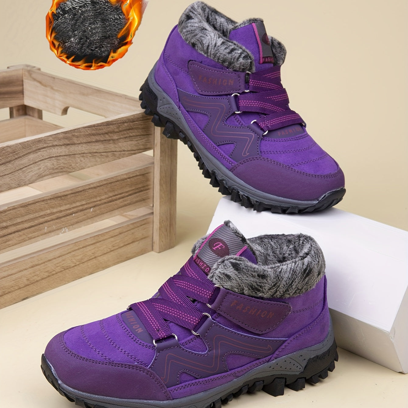 Thick Sole Warm Hiking Boots Non slip Low Top Outdoor Shoes