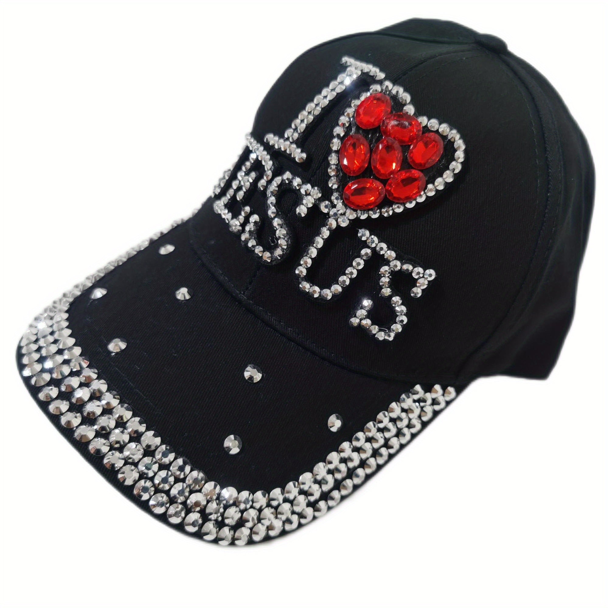 Rhinestone Baseball Caps Denim Cap Hat For Women Letter Adjustable Cap