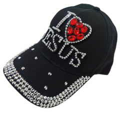 Rhinestone Baseball Caps Denim Cap Hat For Women Letter Adjustable Cap
