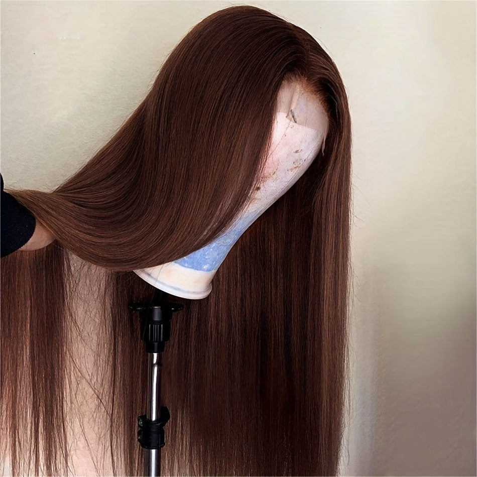 Chocolate Brown Straight 4x4 Lace Frontal Human Hair Wig