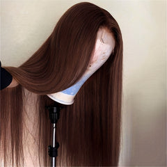 Chocolate Brown Straight 4x4 Lace Frontal Human Hair Wig