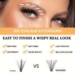 240pcs Cluster Lashes D Curling Long Individual Lashes Faux Mink False Eyelashes