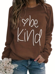 Be Kind Letter Print Sweatshirt Long Sleeve Crew Neck Pullover Sweatshirt