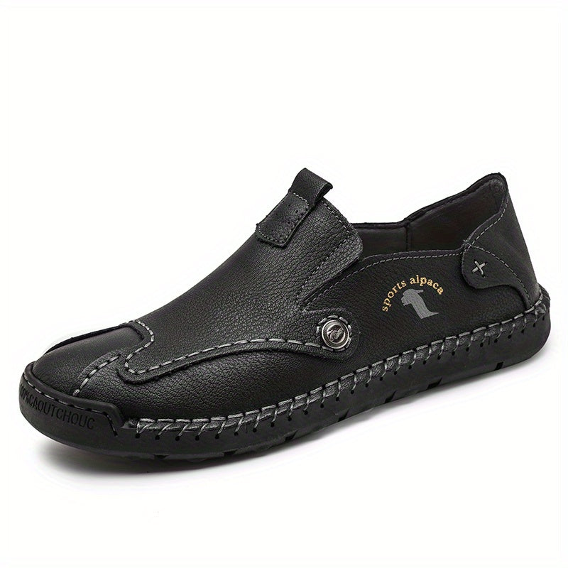 Men's Leather Loafer Shoes Comfy Stitch Detail Slip On Shoes