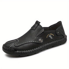 Men's Leather Loafer Shoes Comfy Stitch Detail Slip On Shoes