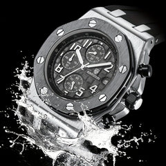 Men's 3-Eye Multifunction Silicone Strap Watch