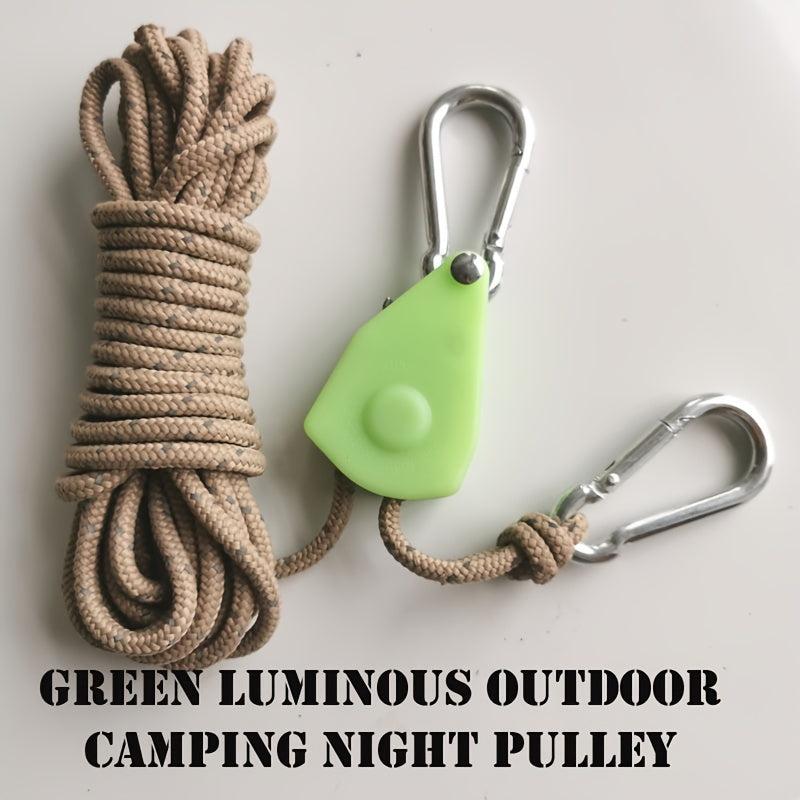 Camping Pulley Adjuster Luminous Rope Buckle Canopy Windproof Rope