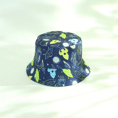 Kids Cartoon Spaceship Reversible Bucket Hat Sunscreen Cap