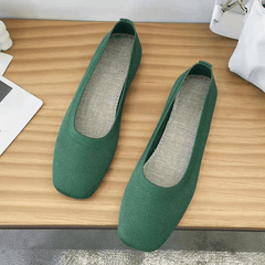 Women's Knit Slip On Flat Shoes Solid Lightweight Square Toe Shoes