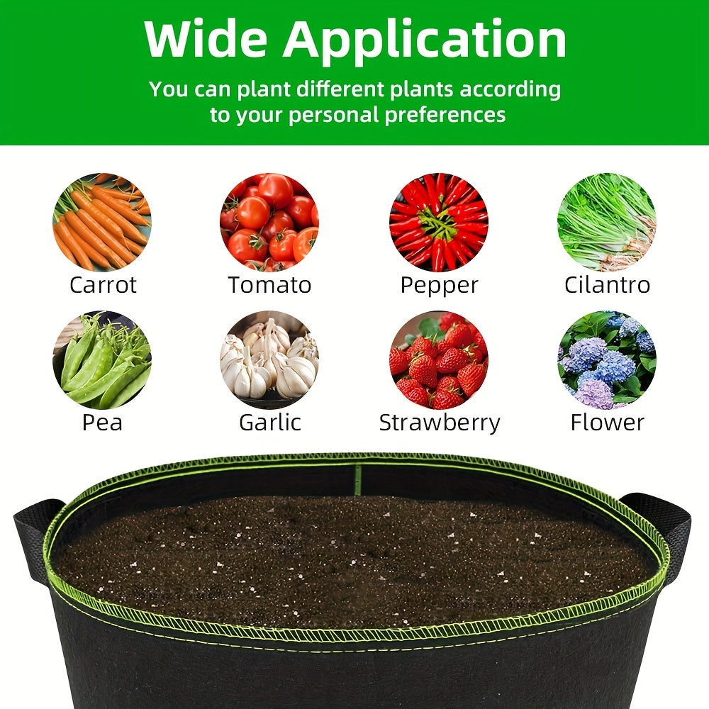 5 Pack Plant Grow Bags Heavy Duty Container Nylon Handles Garden Gardening