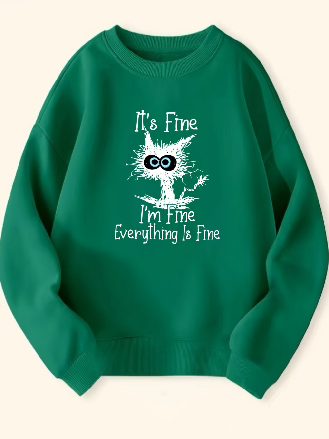 Fun Kitty Pattern Round Neck Sweatshirt For Girls