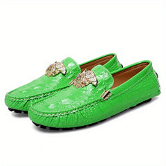 Men's Casual Slip On Loafers With Metallic Decor Rubber Sole Shoes