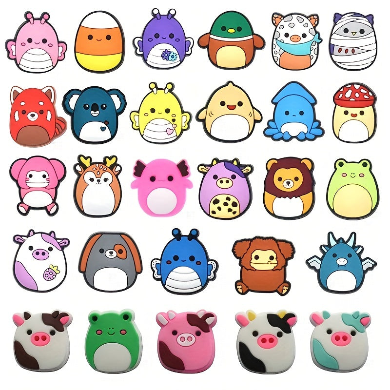 30pcs Animal Shoe Charms for Clogs Jigs Slides Sandals PVC Shoe Decorations
