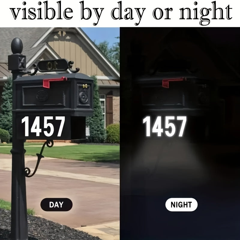 3pcs Reflective Mailbox Number Set Modern Vinyl Waterproof Sticker