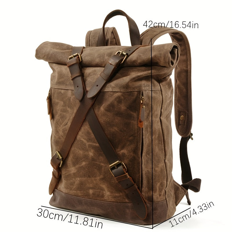 Men's Canvas Backpack Outdoor Travel School Bag Vintage Anti theft Laptop Backpa