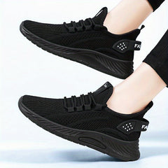 Women's Breathable Woven Sneakers Lace Up Outdoor Shoes Lightweight Mesh Sport
