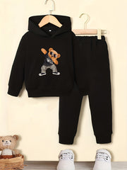 Sunglasses Bear Boy's Hoodie & Sweatpants Set Street Style Outfits