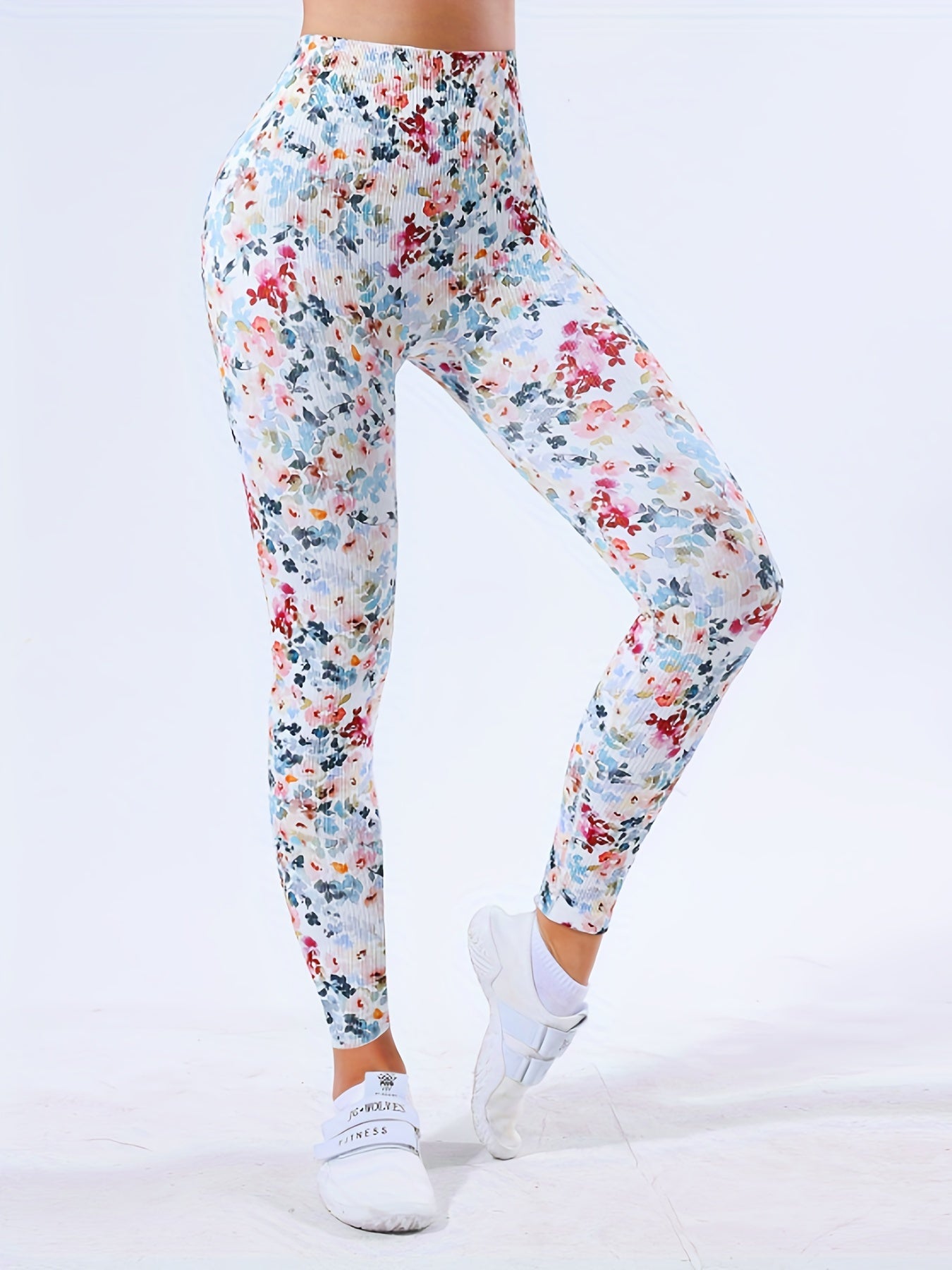 Flower Print Yoga Sports Leggings Quick Drying Seamless Yoga Pants