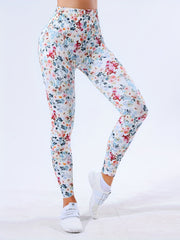 Flower Print Yoga Sports Leggings Quick Drying Seamless Yoga Pants