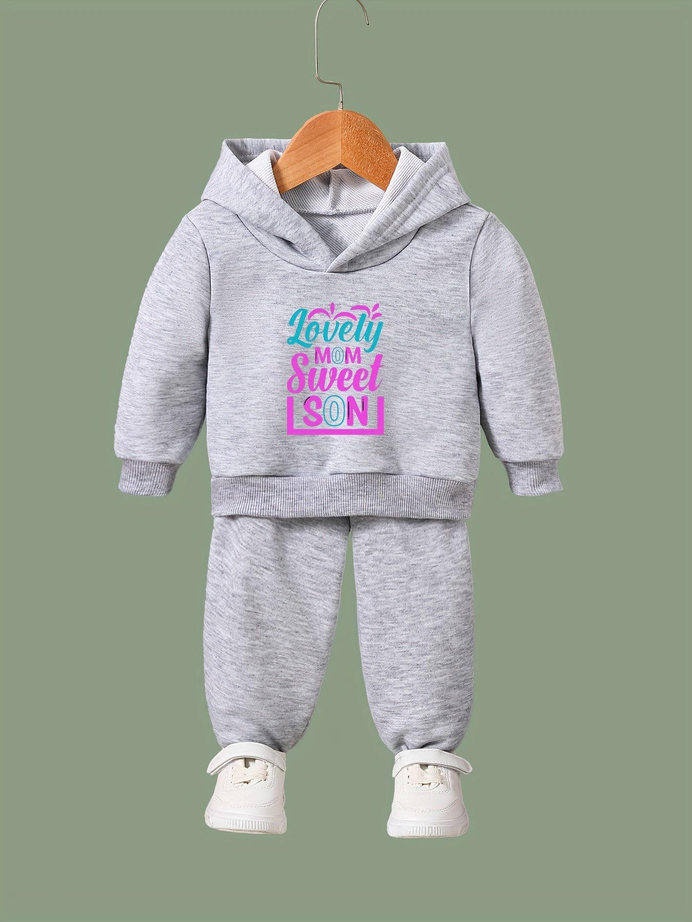 OERYUI Girls boys 2pcs Hooded Pullover Pants Set Spring Fall Gift